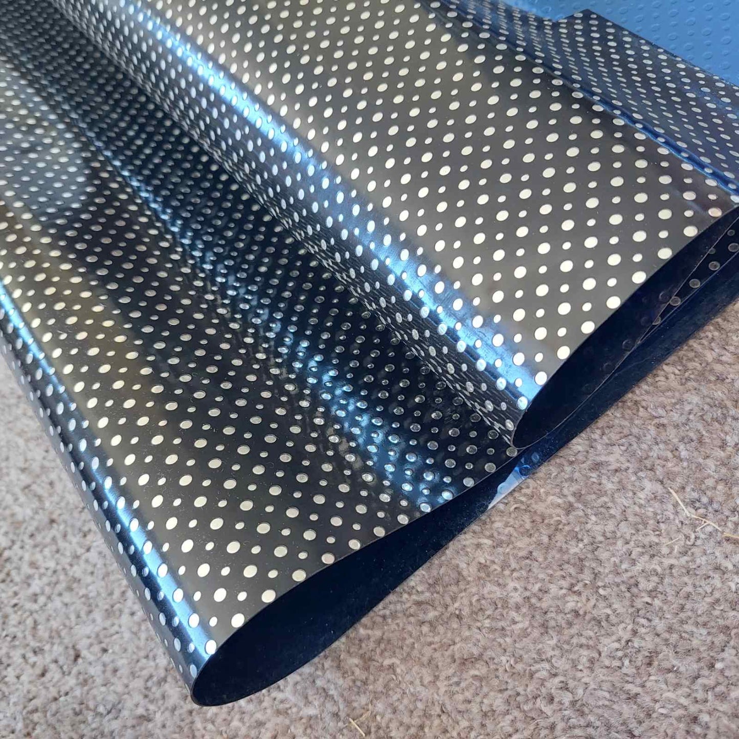 Black & Silver Spot Vinyl Fabric - Per Meter