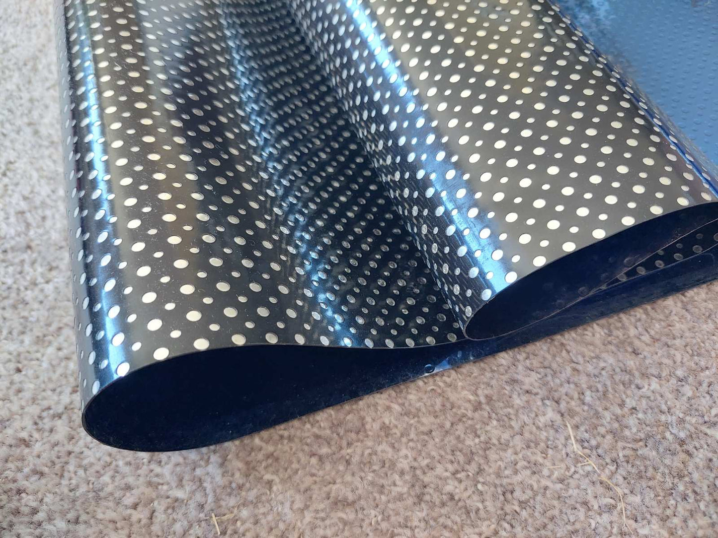 Black & Silver Spot Vinyl Fabric - Per Meter