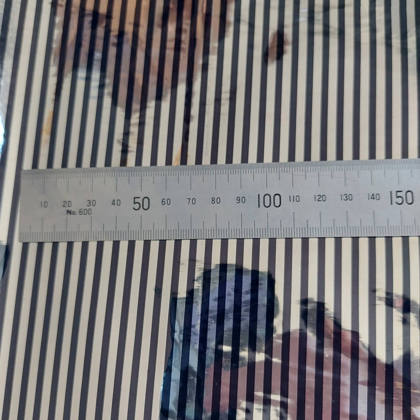 Silver & Black Stripe Vinyl Fabric - Per Meter