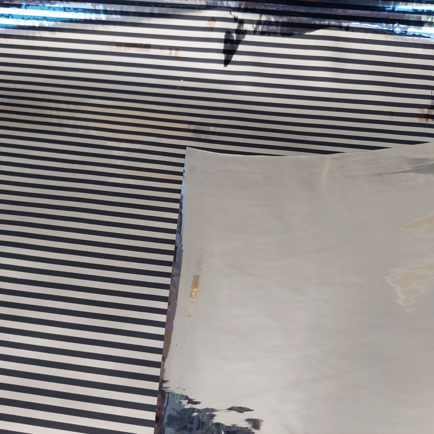 Silver & Black Stripe Vinyl Fabric - Per Meter
