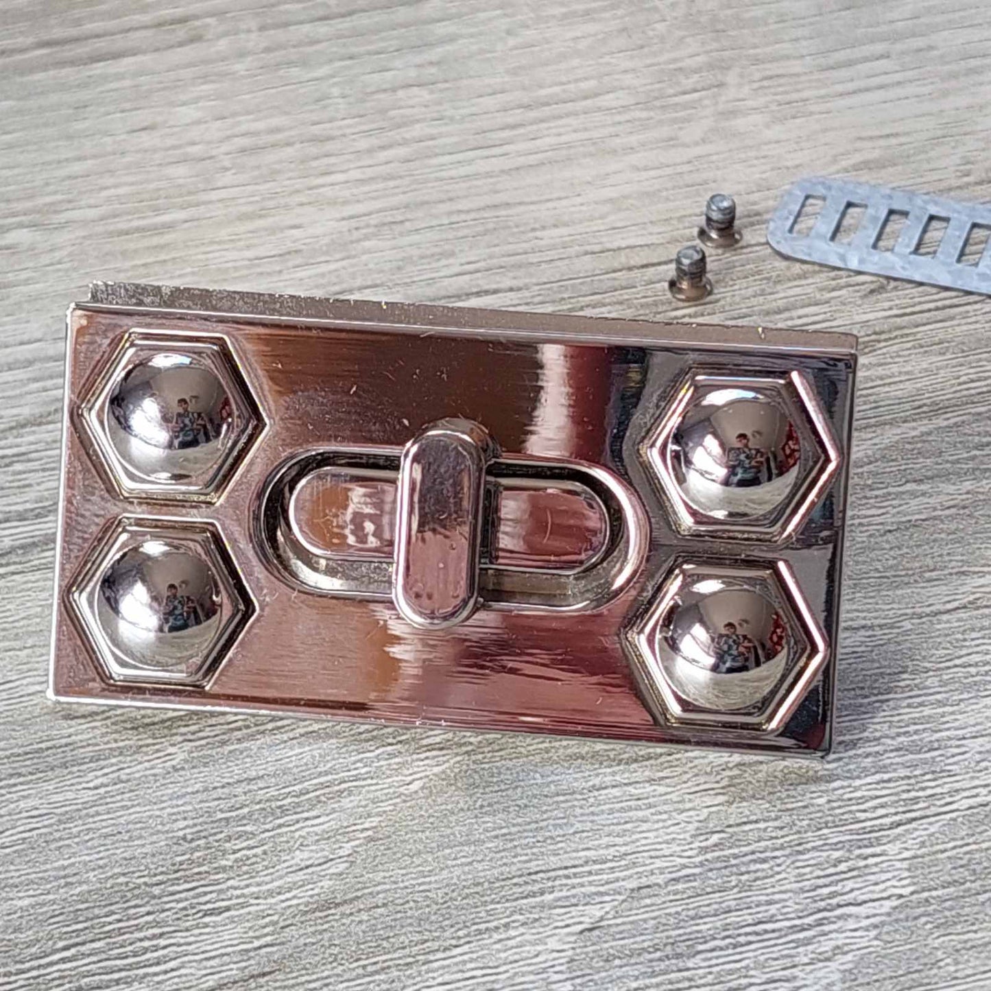 Silver Rectangle Twist Lock Bag Closure Set
