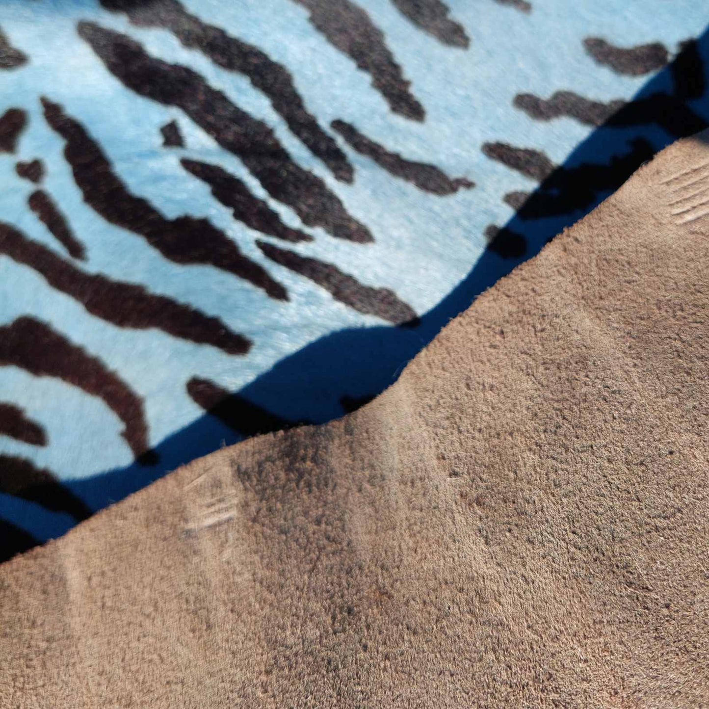 Blue Zebra Printed Hair-On Cowhide - 1/2 Hide