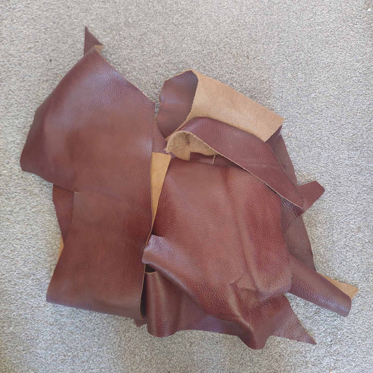 Box of Brown Leather Pieces - 1.5kg