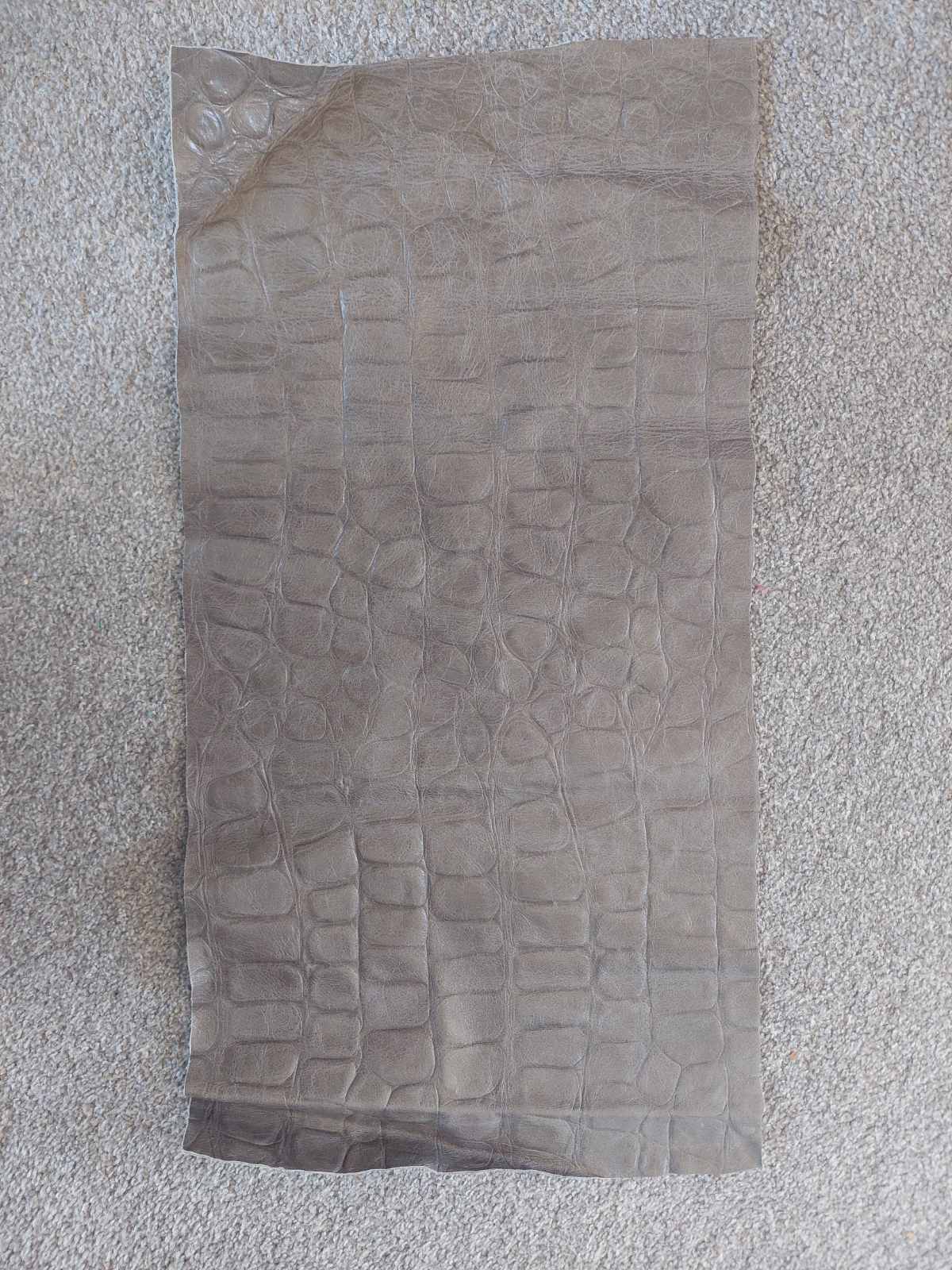 Grey Crocodile Print Leather Piece