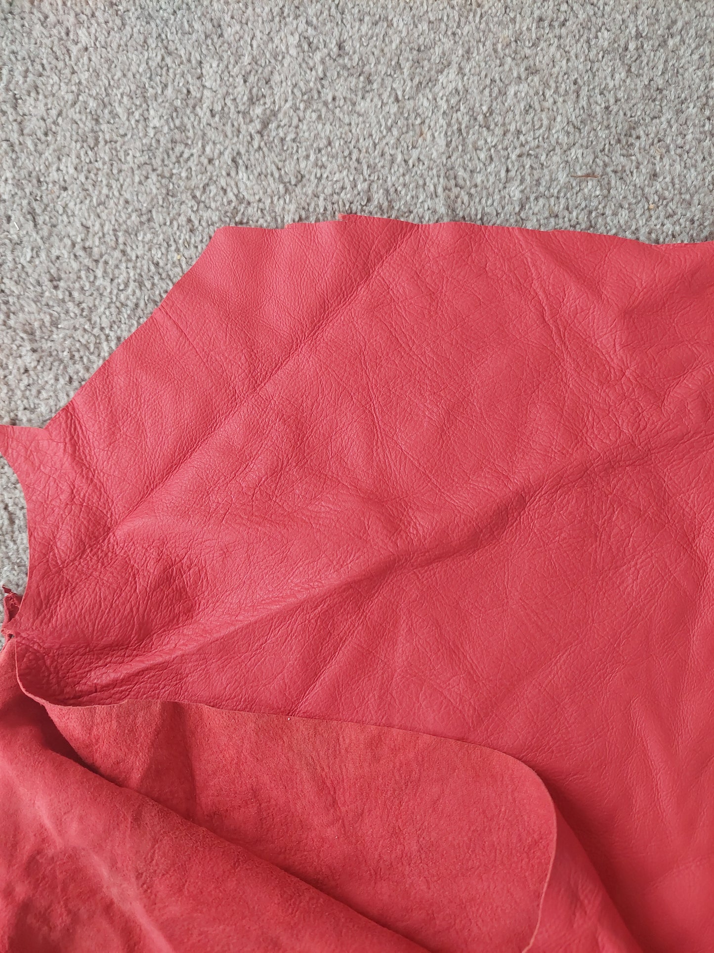 Red Scrap Lamb Leather Piece
