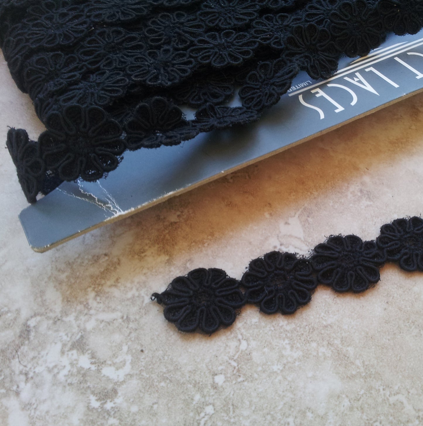 Black Flower Trim - Per Meter