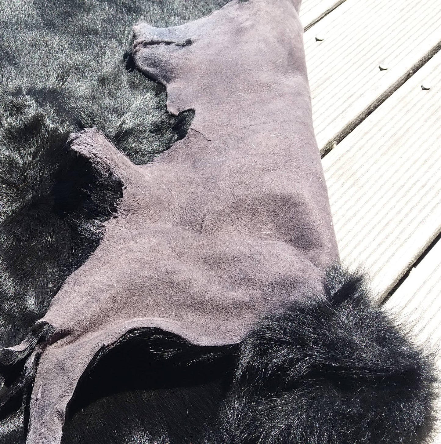 Cowhide Leather - Pure Black calfhide scrap piece