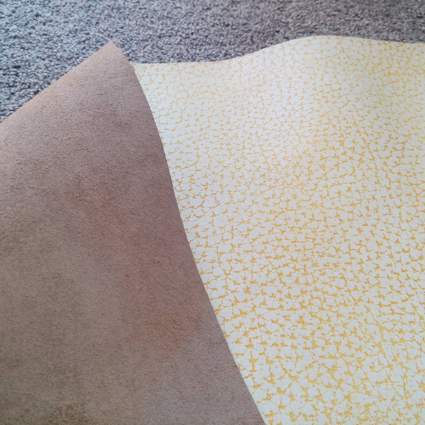 Yellow/ White Print Leather Piece
