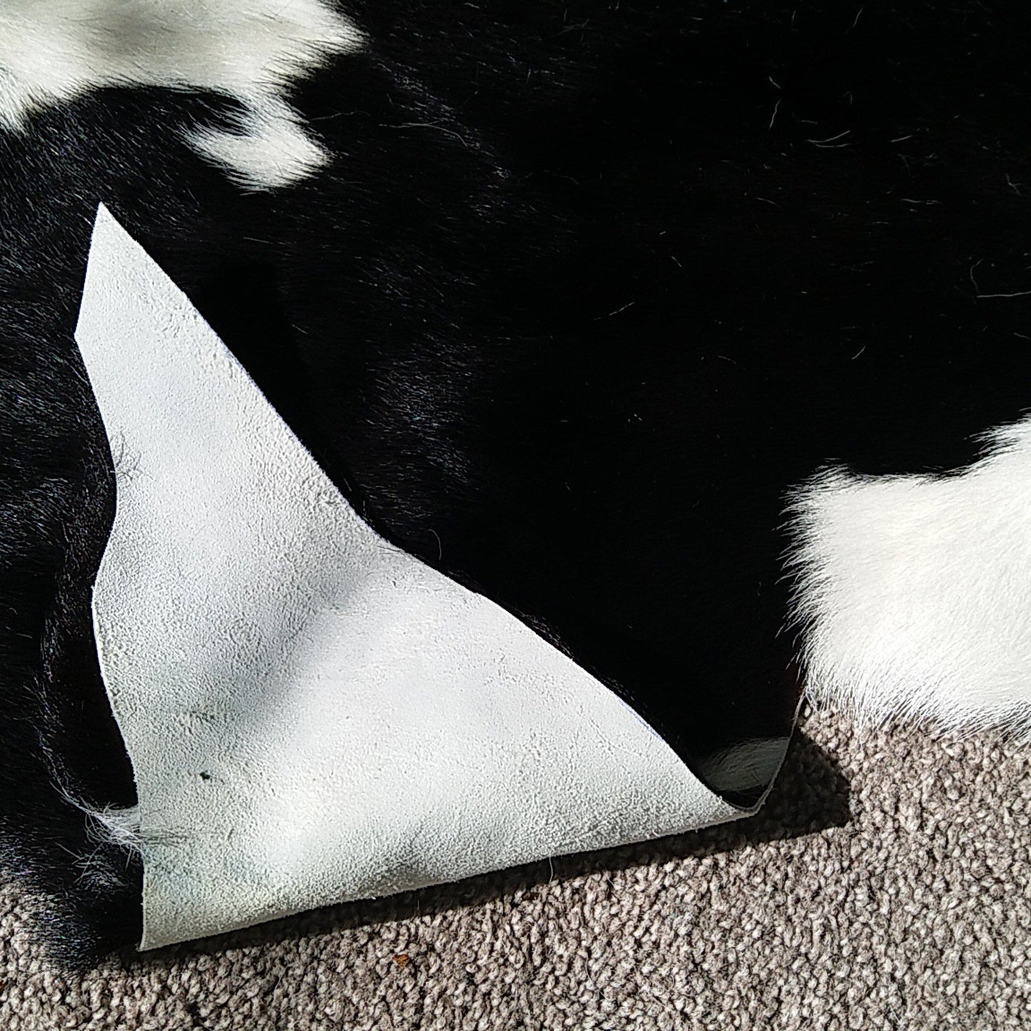 4 x Cowhide Leather Pieces - Black & White