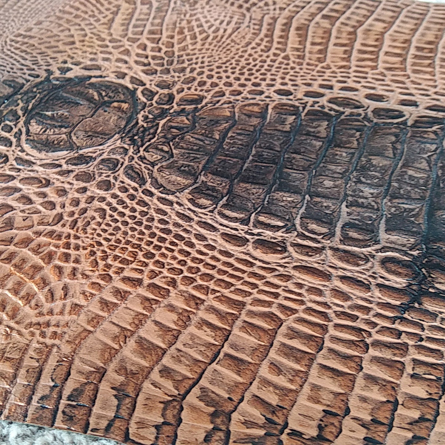Bronze Crocodile Print Leather Piece