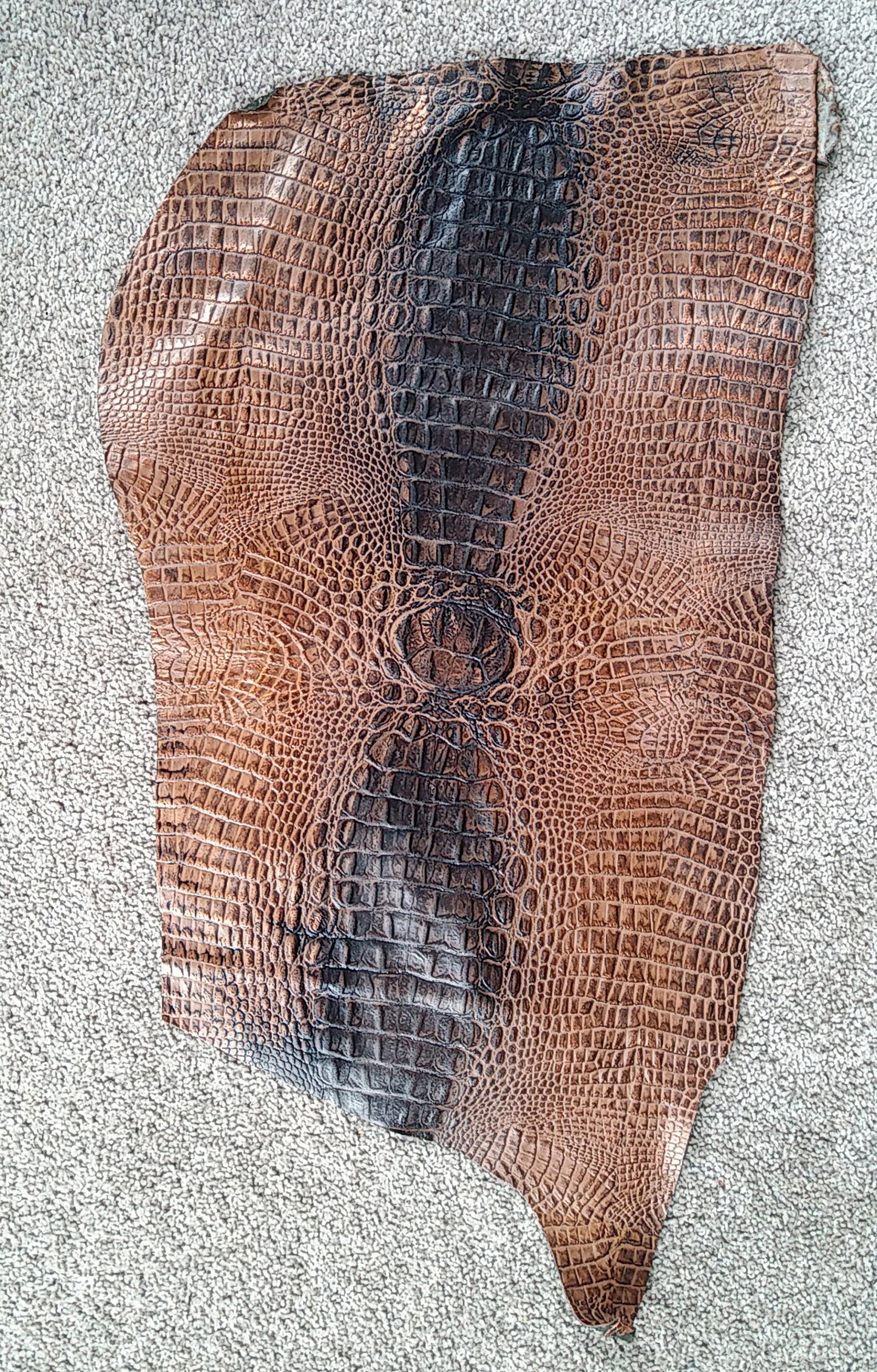 Bronze Crocodile Print Leather Piece