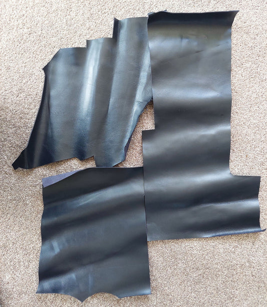 3 x Black Scrap Leather Pieces -1.5mm
