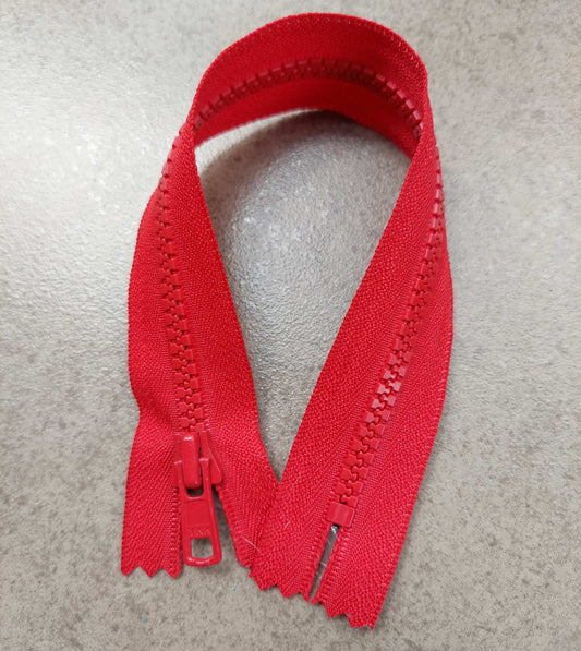 1 x Red YKK Vislon Zip - 25cm (10")