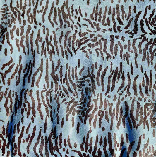 Blue Zebra Printed Hair-On Cowhide - 1/2 Hide
