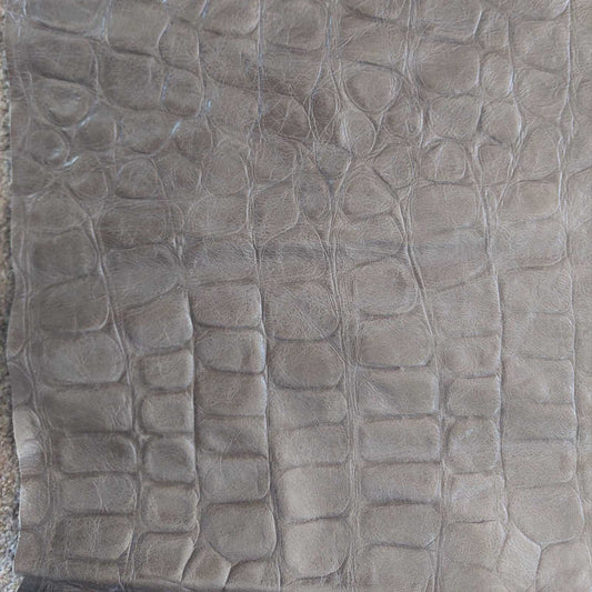 Grey Crocodile Print Leather Piece