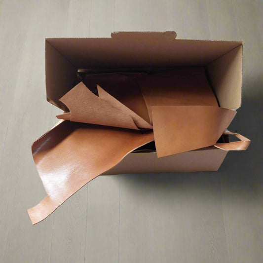Box of Tan Leather Pieces - 1.0kg