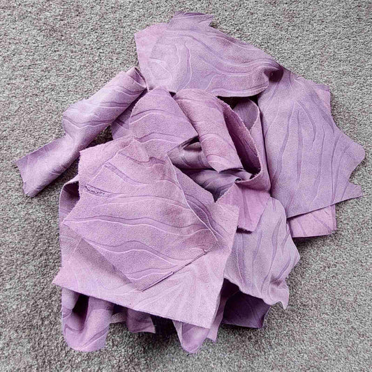 500g of Lilac Purple Suede Leather Pieces - 1.5mm thick