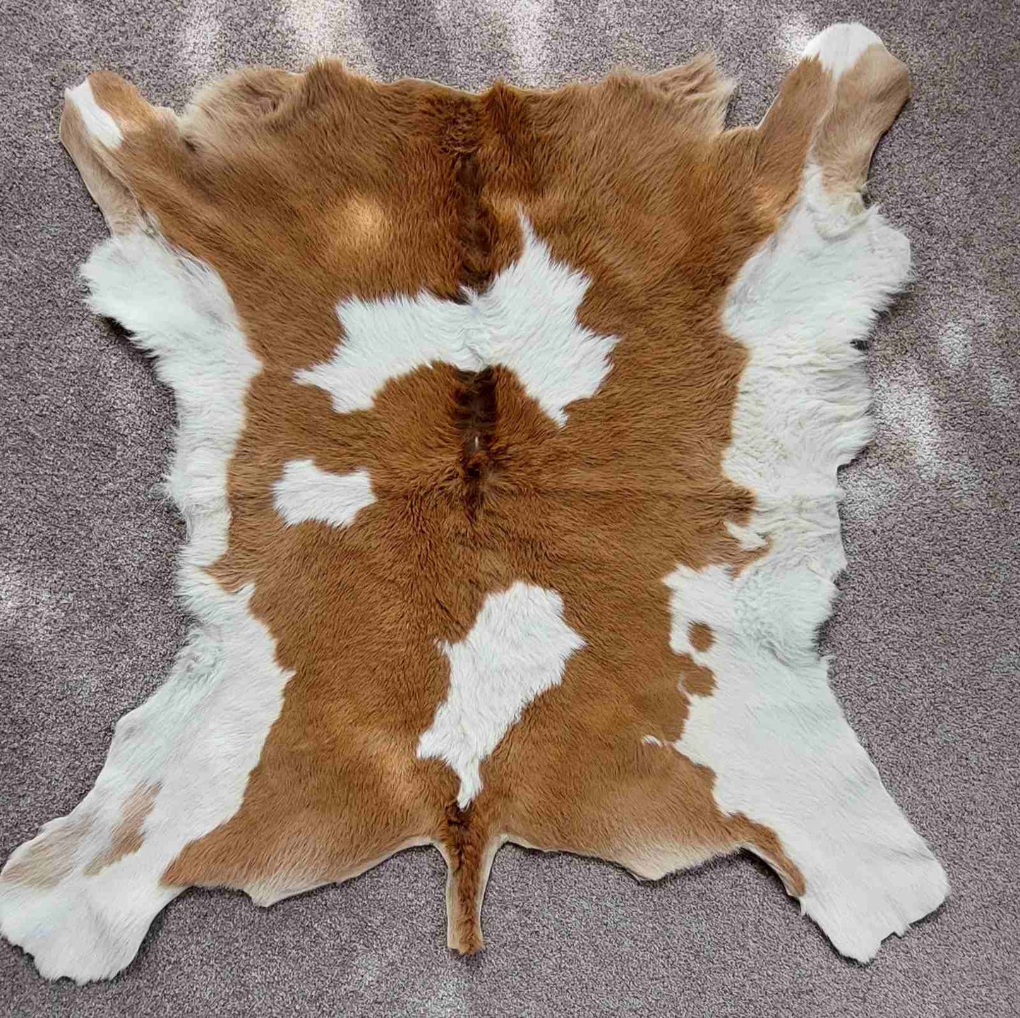 Cowhide Leather Piece - 1 x Full Size Tan/White Calf-hide