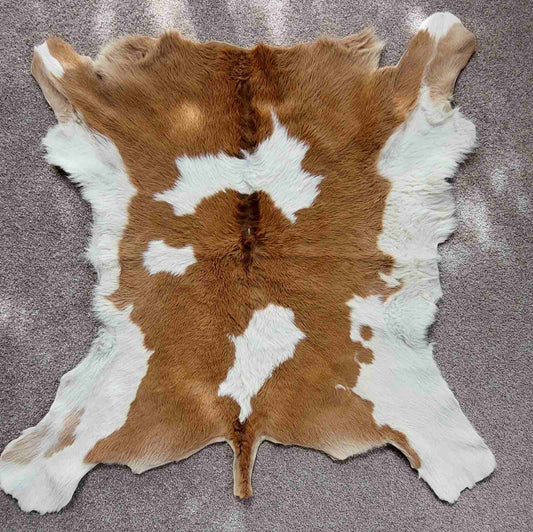 Cowhide Leather Piece - 1 x Full Size Tan/White Calf-hide