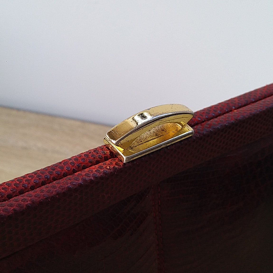 Vintage Bag - Red Lizard Leather Clutch