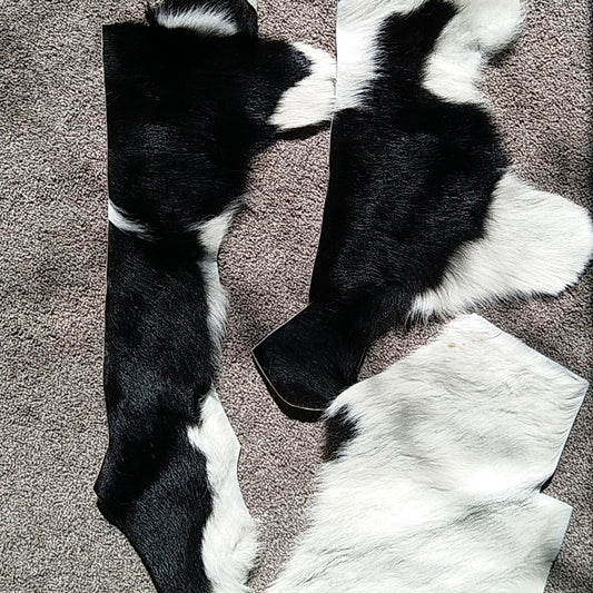 4 x Cowhide Leather Pieces - Black & White