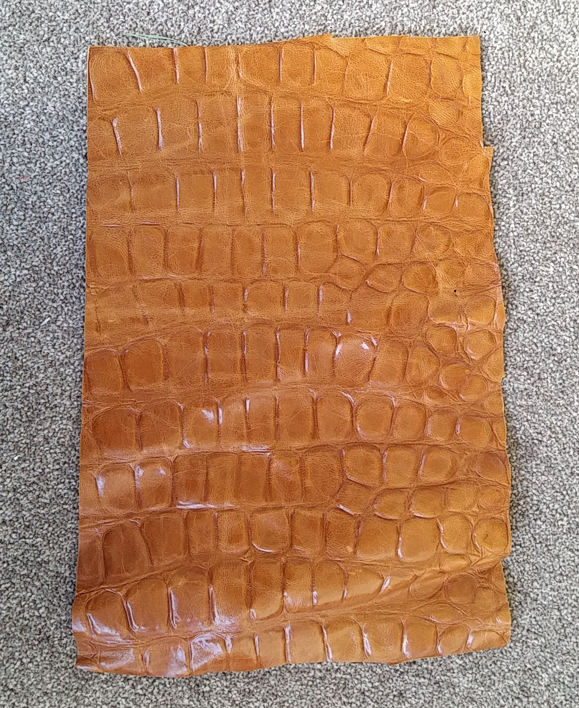 Tan Croc Print Scrap Leather Piece - 27cm x 43cm