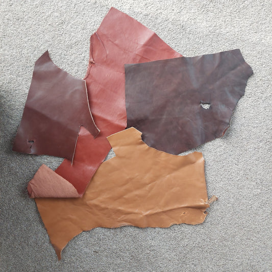 4 x Mixed Brown Scrap Leather Pieces