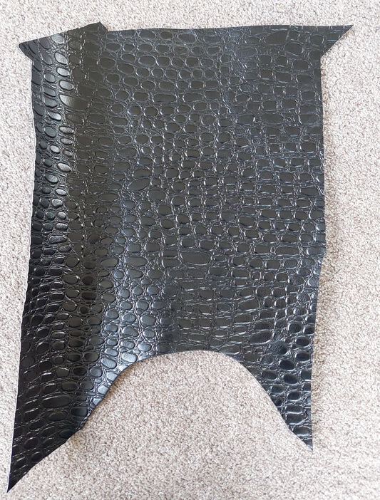 Patterned Black Scrap Leather Piece