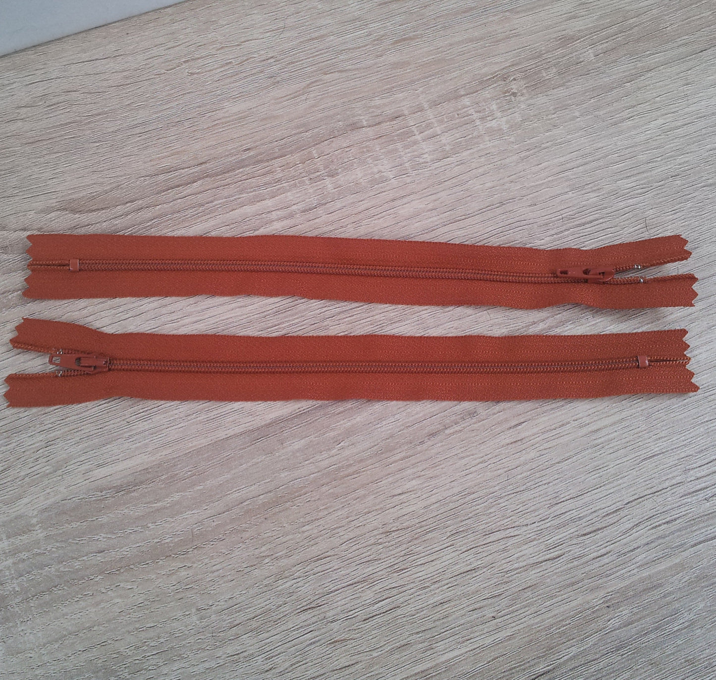 2 x YKK Dark Orange Zip - 22cm (8 3/4")