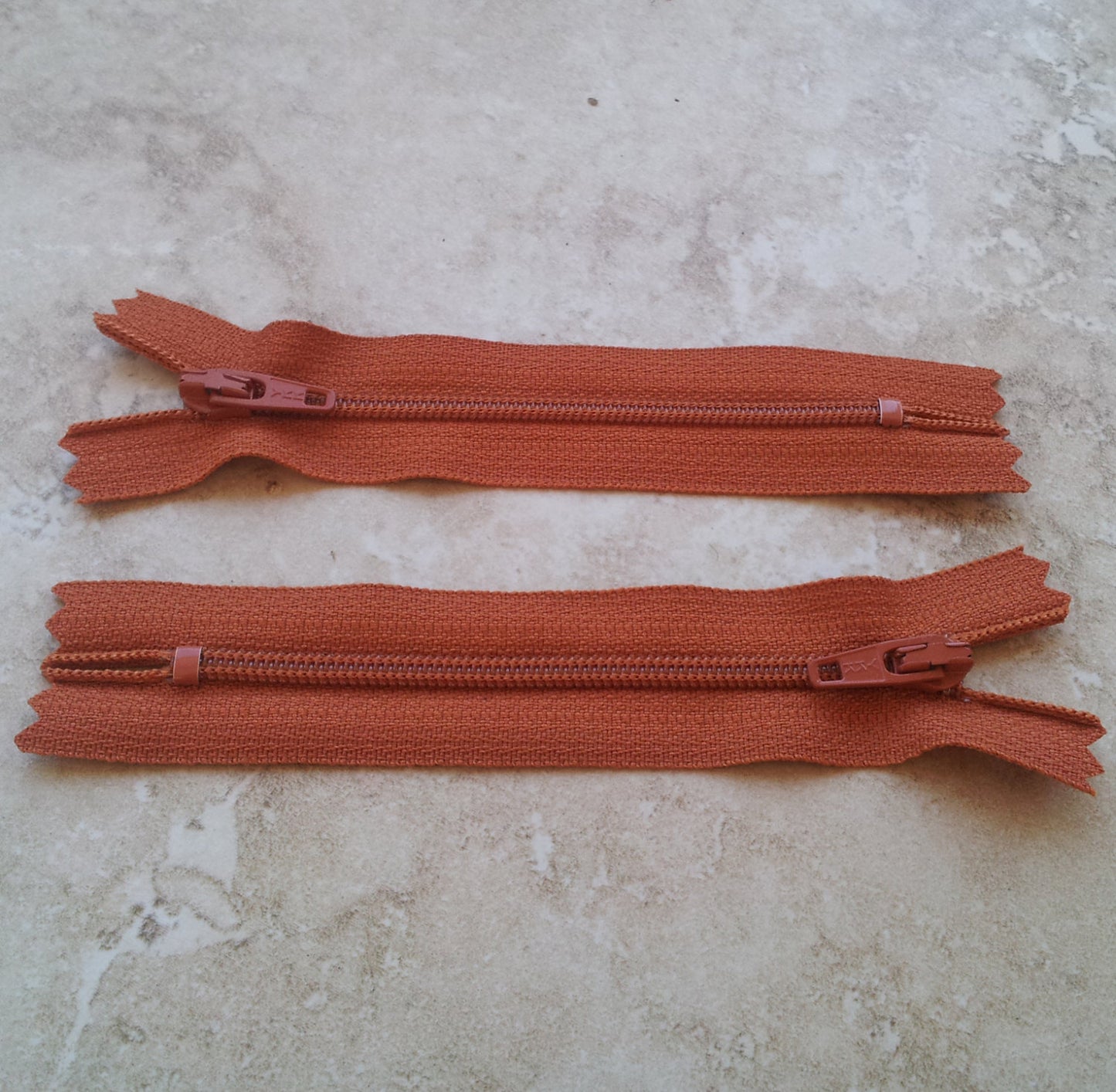2 x YKK Dark Orange Zip - 10cm or (4")