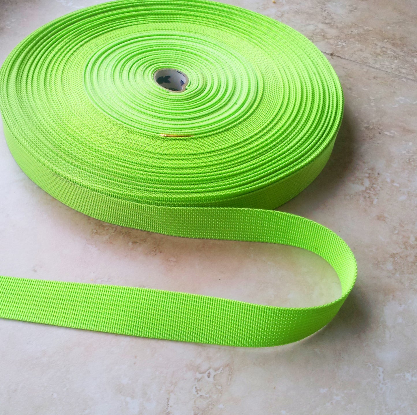 Webbing- Lime Green Nylon - 1" (2.5cm) - per meter