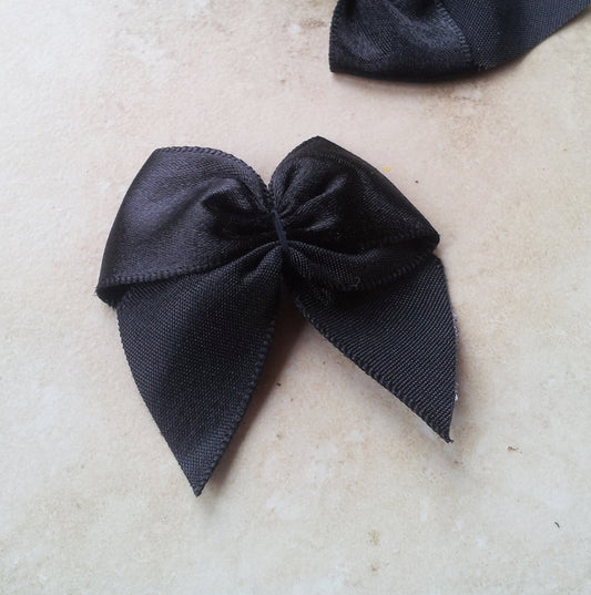 10 x Black Satin Ribbon Bows