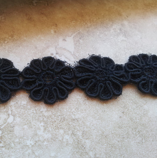 Black Flower Trim - Per Meter