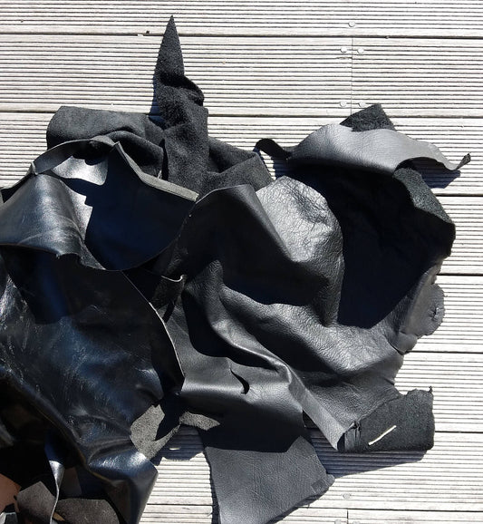 500g of Black Leather Pieces - 1.5mm thick