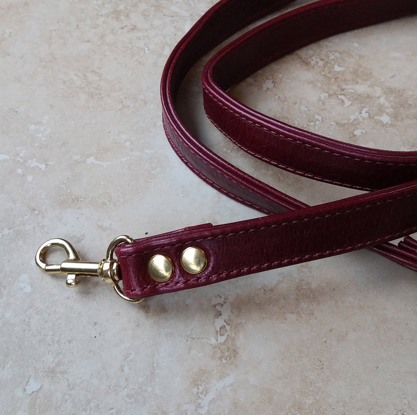 Red Handmade Leather Bag Strap