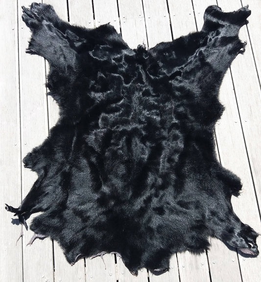 Cowhide Leather Piece - 1 x Full Size Black Calf-hide Piece