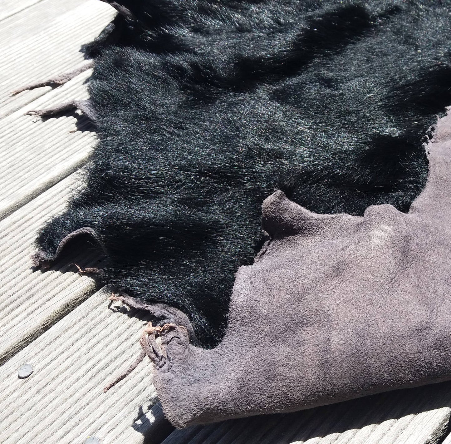 Cowhide Leather Piece - 1 x Full Size Black Calf-hide Piece