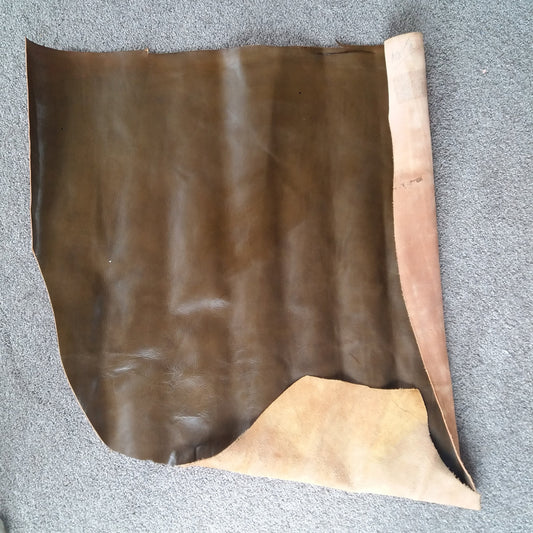 Olive Brown Scrap Leather Piece