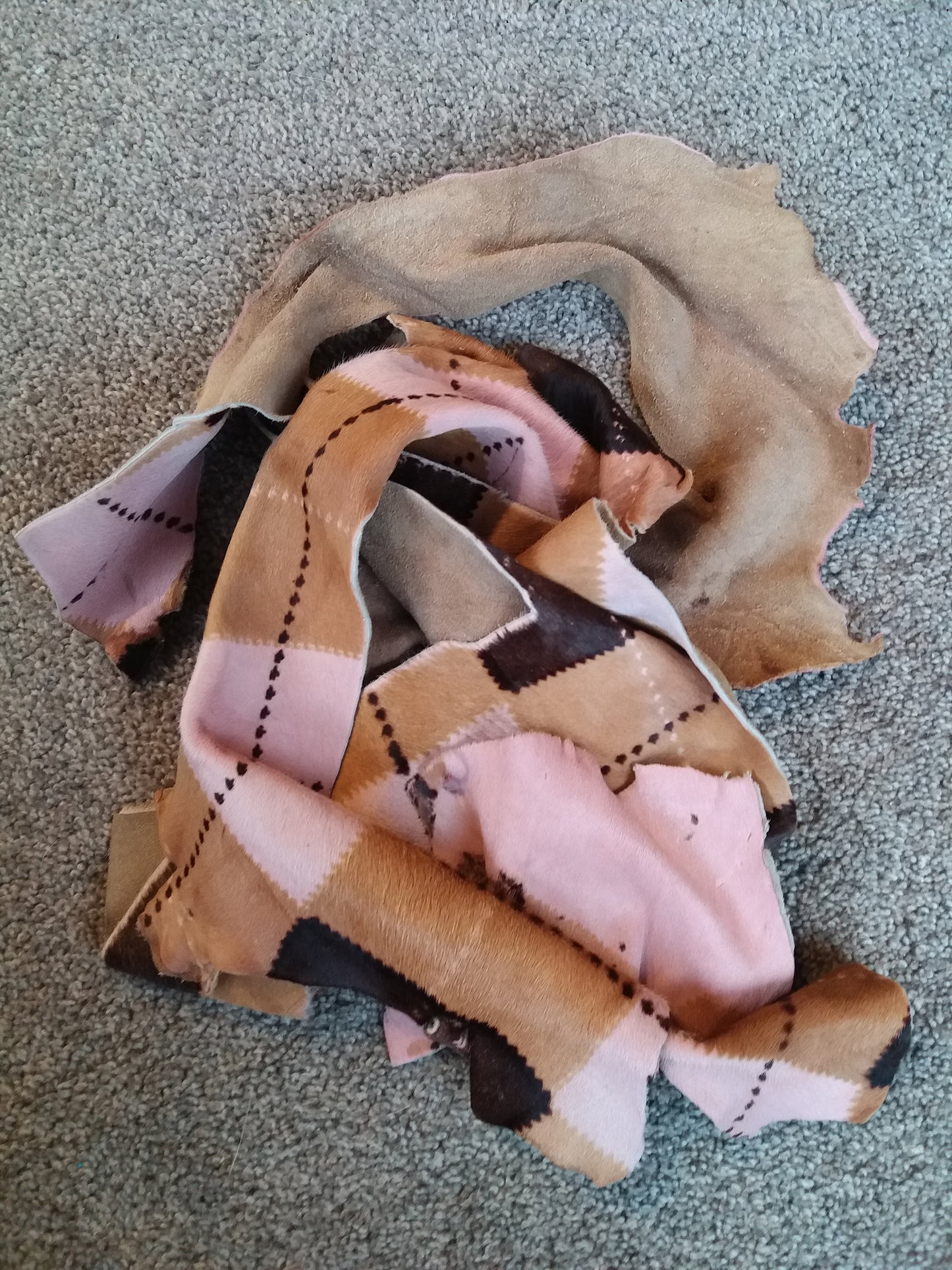 Cowhide Scrap Leather Pieces - Tartan