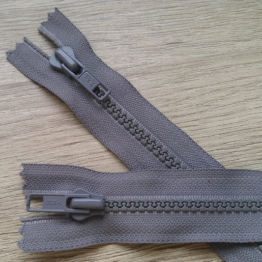 1 x Grey YKK Vislon Zip - 15cm (6")