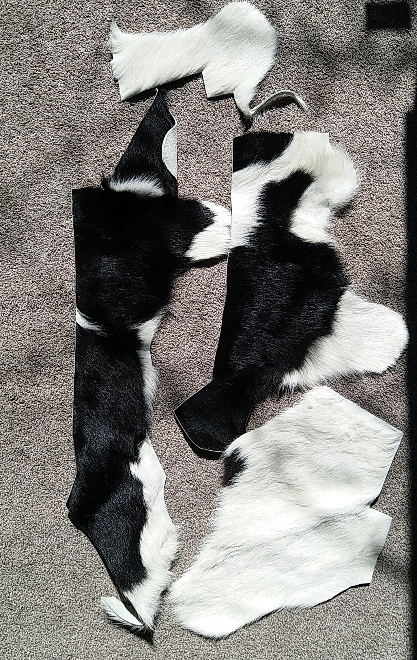 4 x Cowhide Leather Pieces - Black & White