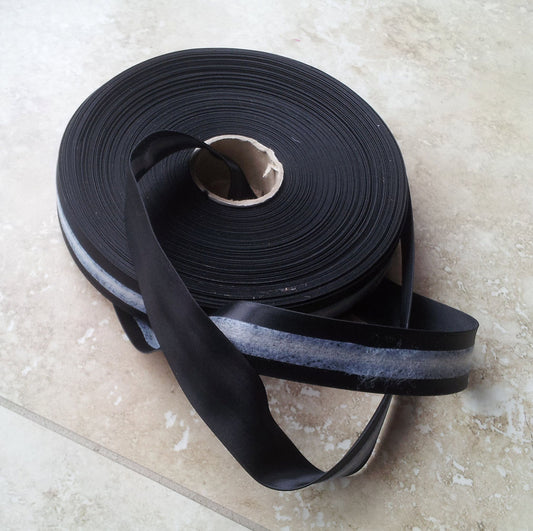Ribbon- Black Satin - 1" (25mm) - prefolded